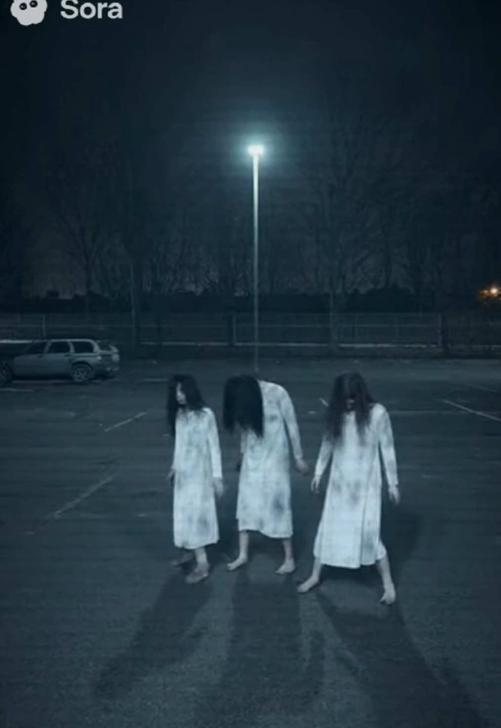 Three creepy girls found dancing in the parking lot #horror #ghost #spirituality #halloweenmakeup 