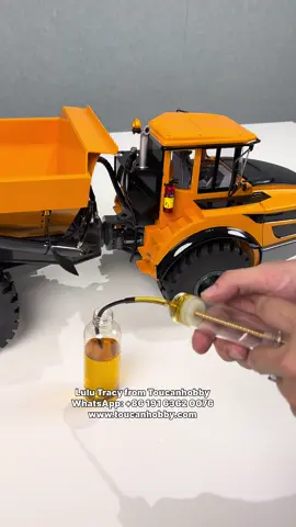 Time for an oil fill 🛢️ on the custom painted 1/14 scale XDRC A40G hydraulic articulated dump truck 😍 this truck is Absolute perfection! #viral #rc #construction #dumptruck #articulated              