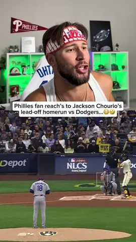 BREWERS ARE EXPOSING THE DODGERS… Phillies fan reacts to Jackson chourio hitting a leadoff home run against the Dodgers and game two of the NLCS! ##MLB##mlbplayoffs##ladodgers##dodgers##brewers