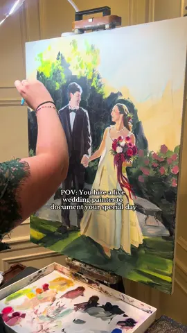 @korianne.paints killed it! Everyone was obsessed with her painting 🎨🖌️🖼️ #weddinginspo #painters #portraitart #brideandgroom #everythingisromantic @Patrice Martineau 