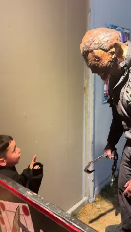 Imagine being that kid! Memories for life. A giant Zombie Michael Myers comes after you for talking smack 😆 #halloween #michaelmyers #scared #horrortok #foryoupage 