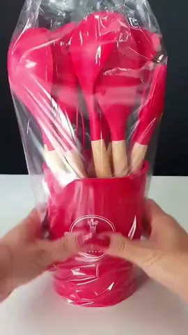 Kit 5/12 Jogo de Cozinha Silicone, Utensílios Suporte para Cozinheiro Cabo de Madeira MasterChef  #talheres #cozinha #silicone 