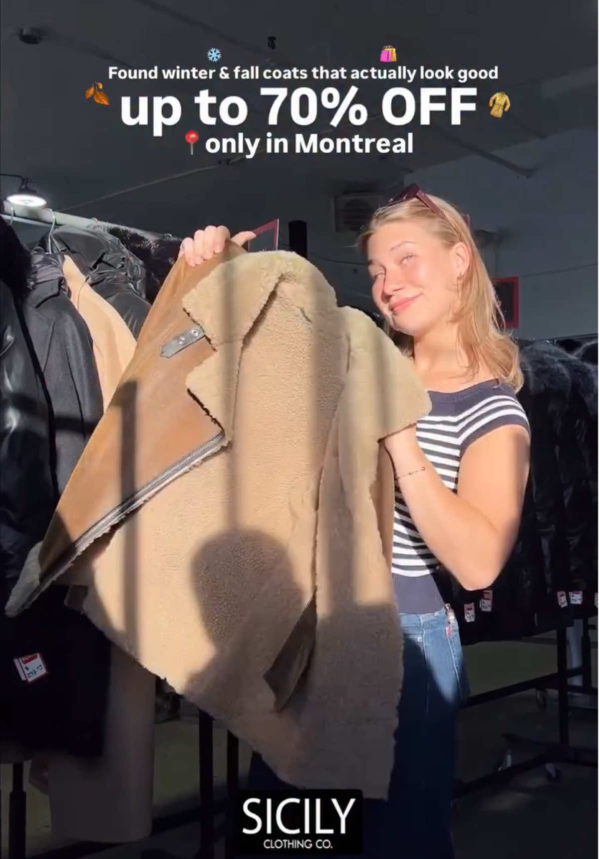 😍Up to 70% OFF on winter & fall coats?! Say less. 🍂🖤 @sicilyclothing is throwing a massive warehouse sample sale from Oct 15–26 ✨ Think luxe puffers, wool coats, and cozy statement pieces… all at steal-worthy prices. 🗓️ When: Oct 15–26 📍 Where: 1625 Rue Chabanel O (Local #950) 🚇 Steps from Crémazie metro #montreal #fashion #visitmontreal #wintercoats   