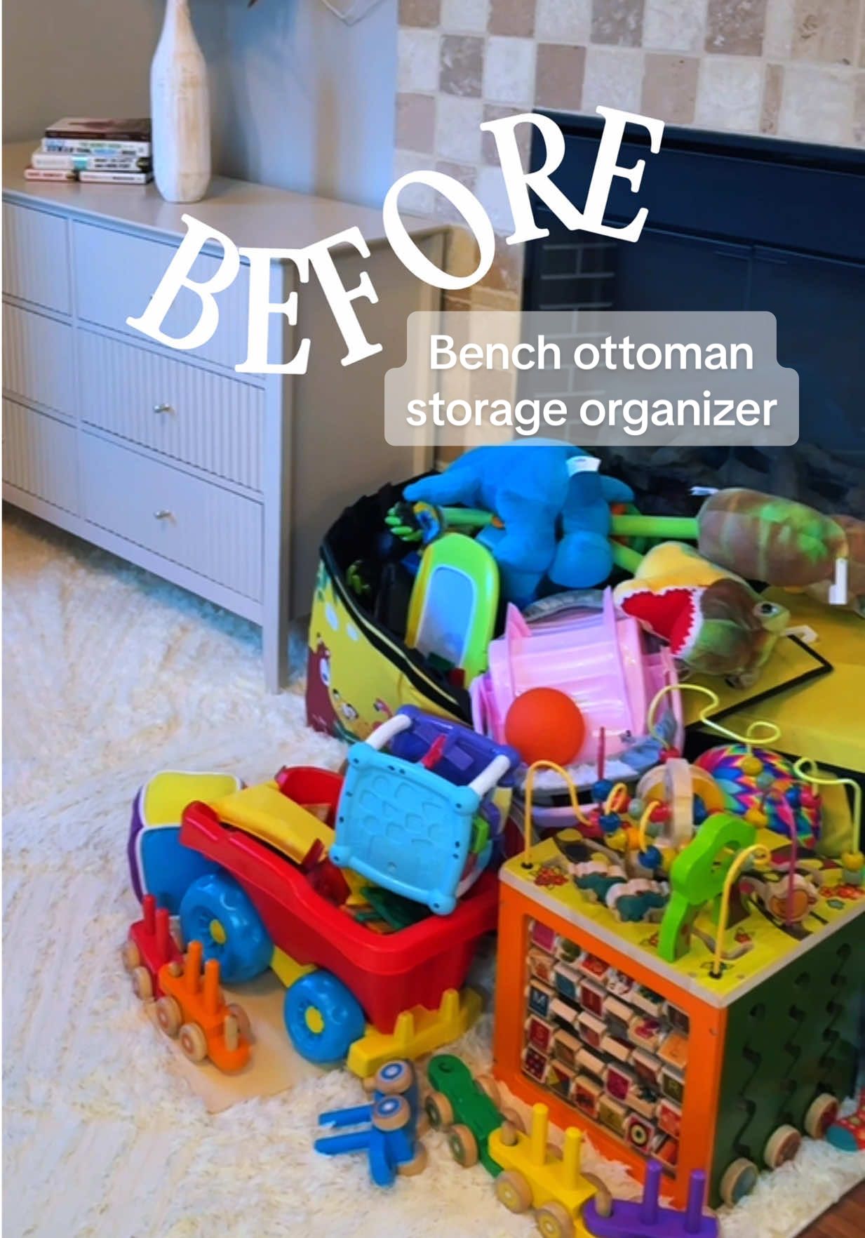 Bench ottoman storage organizer. Grab this ottoman now before your preferred color is gone. #storagesolution #ottomans #storageorganizer #storagecontainers #tiktokshopcreatorpicks   