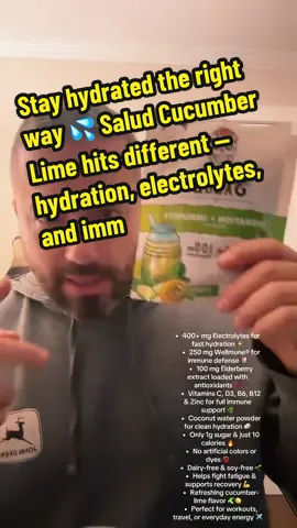 Stay hydrated the right way 💦 Salud Cucumber Lime hits different — hydration, electrolytes, and immunity in one packet! SaludHydration #StayHydrated #ImmuneBoost #HealthyLifestyle #CucumberLime