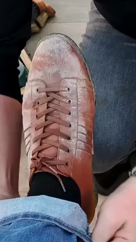 Shoe Shine Transformation Asmr sounds #satisfying #shoeshine #restoration 