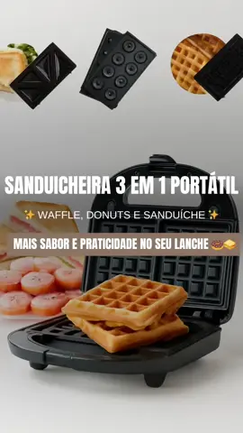 Essa sanduicheira 3 em 1 é tudo que você precisa pra um lanche rápido e gostoso! 🧇🍩🥪 Faz waffle, donuts e sanduíche — prática, portátil e antiaderente! #AchadinhosDeCasa   #CozinhaPrática   #Sanduicheira3em1   #Eletrodomésticos   #fyp