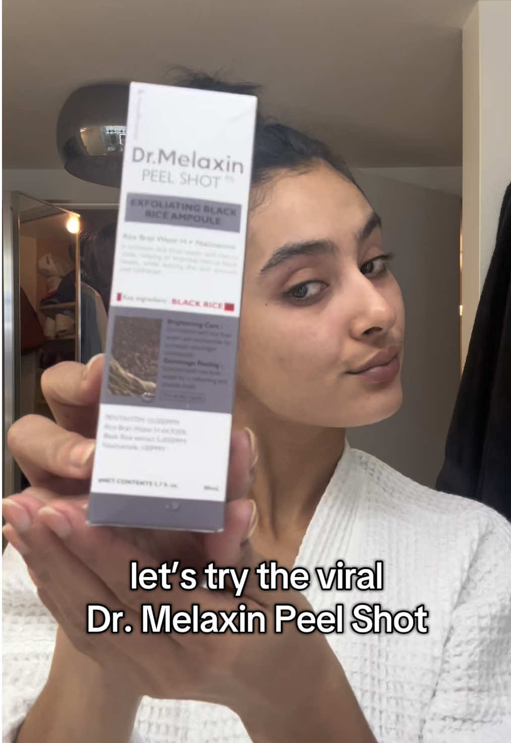 trying the viral @Dr.Melaxin Global Exfoliating Black Rice Ampoule Peel Shot✨  #fyp #drmelaxinpeelshot #microinfluencer #skincare #beautyroutine 