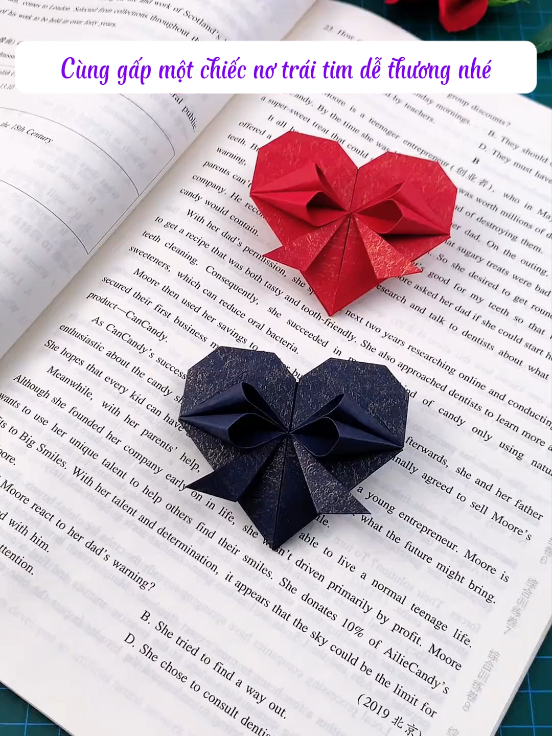Cùng gấp một chiếc nơ trái tim dễ thương nhé #origami #toturial