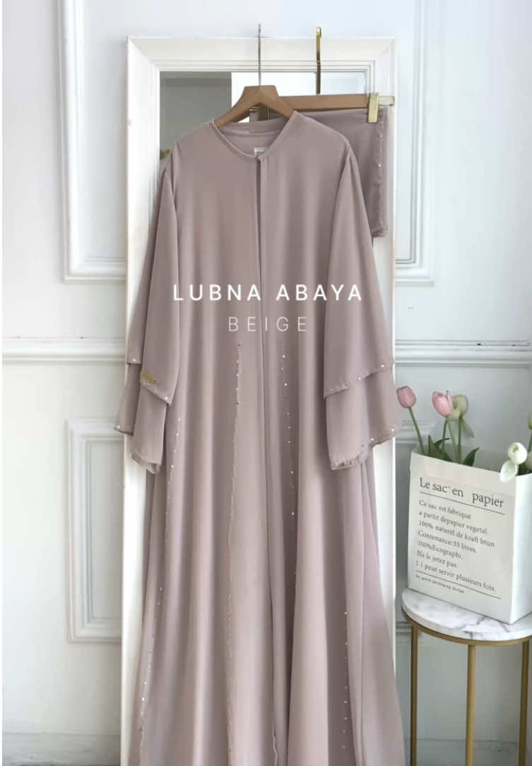 DETAIL LUBNA ABAYA BEIGE! READY STOCK! JOIN LIVE! ✨🤎 #fyp #dress #abaya #simple #lebaran 