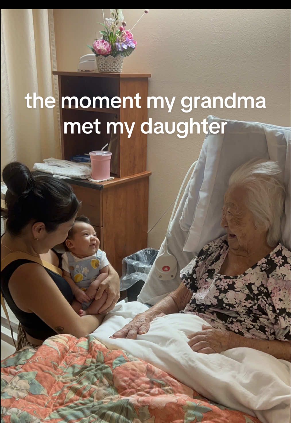 99 years & 8 weeks. A lifetime between them, an undeniable connection 🕊️🤍 #grandma #grandparents #family #newborn 