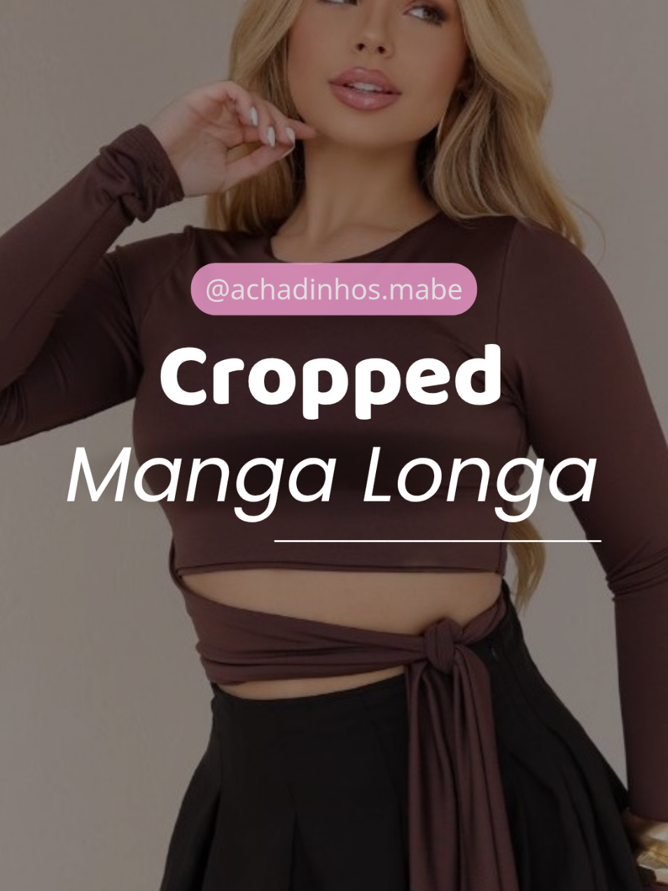 Cropped Manga Longa com Amarração Lateral (disponível em mais cores)! LINK E ID NOS COMENTÁRIOS  #cropped #mangalonga #outfit #lookfeminino #shopeefinds 