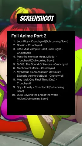 Replying to @Asha Malhotra let’s Play is Great?! But here are some more Fall Anime to watch #anime #animes #animetowatch #fyp 