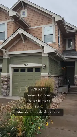 For Rent-Aurora, Co. 80013 (E Hampden Ave & S Picadilly Rd) Beds 2-Baths 2.5 1,614 sqft $2,950 x mo. Security deposit: TBD Includes: 2 car garage, in unit laundry, central AC, etc. 🐾Dogs-Cats OK DM me to schedule an in-person or virtual tour. ⏰️Tour Schedule: Monday-Friday 9am-7:30pm Saturday-Sunday 9am-6:30pm 🗝Leasing details are provided at the time of the tour.  ⚠️ Fraud Warning: Please Read Carefully: We have been made aware of fraudulent activity involving fake rental listings. Do not send any money or payments to anyone unless you have received official approval to rent this property. As a licensed real estate agent, I am not authorized to handle or accept any payments, deposits, or compensation. All financial transactions must be conducted directly with the property management company or landlord through official channels. Stay safe and always verify before sending any funds. #auroracolorado #realestate  #forrent #denver #Aurora 
