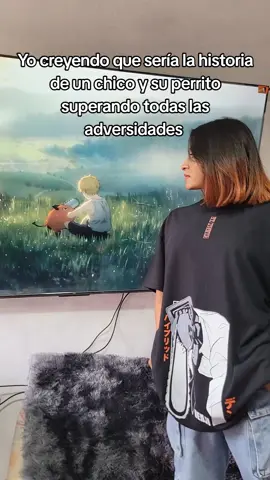 Qué triste 😓 Te gustó mi playera? Recuerda que la puedes conseguir dando clic en el carrito naranja anclado en este video. 👌🏼 #chainsawman #denjichainsawman #pochita #anime 