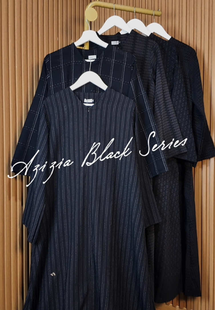 Azizia black series🖤✨ Tersedia 5 motif pilihan dengan dua bahan premium ya💗 #abayastyle #outfitideas #abayahitam #ootdinspo #fyp 