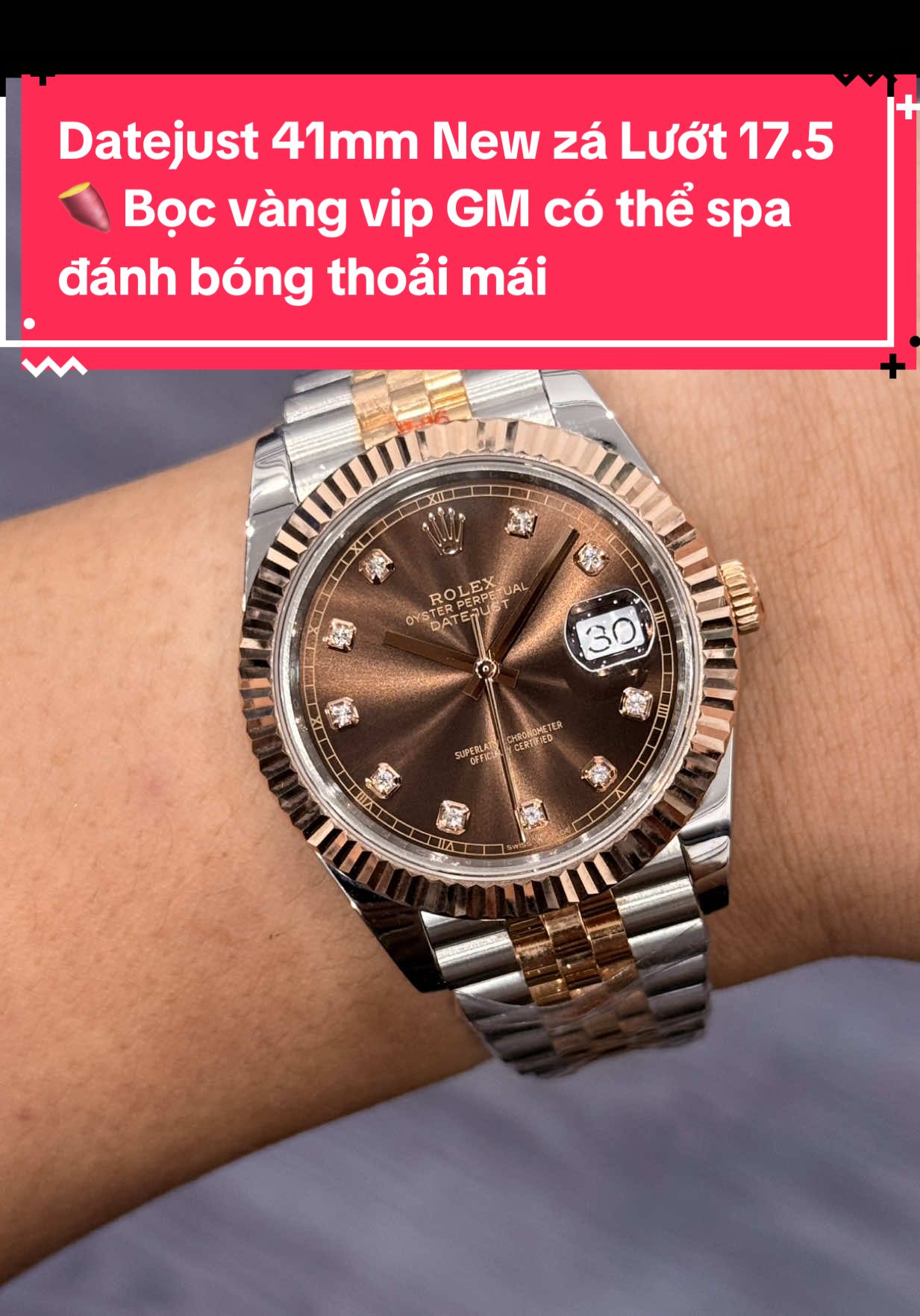 Datejust 41mm New zá Lướt 17.5🍠 Bọc vàng vip GM có thể spa đánh bóng thoải mái #donghosieuluot #donghochetacluot #luxury #donghochetac #datejust 