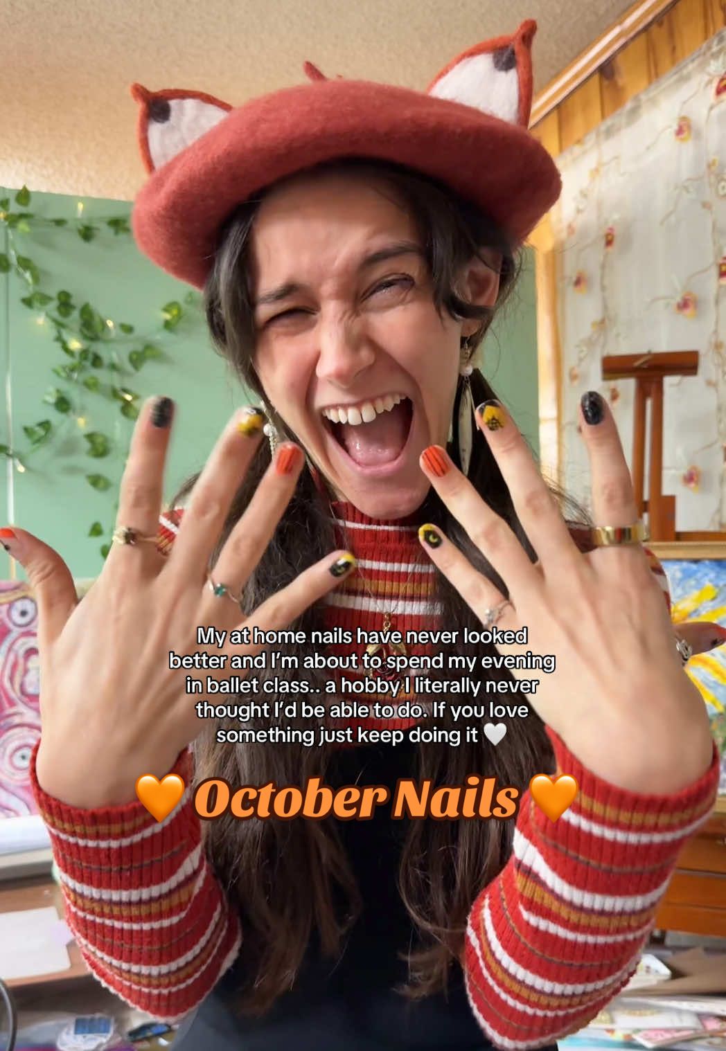 You don’t have to be good you just have to enjoy it, a lesson I am trying to INGRAIN in my lil perfectionist self 🧡 #athomenails #adultballet #adultballetcommunity #lifeinyour20s #hobbytok 