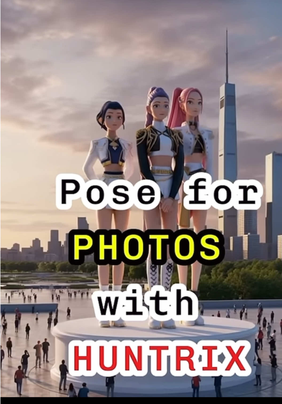 Pose for photos with Huntrix #kpopdemonhunters #huntrix #figures #toys #rumi 