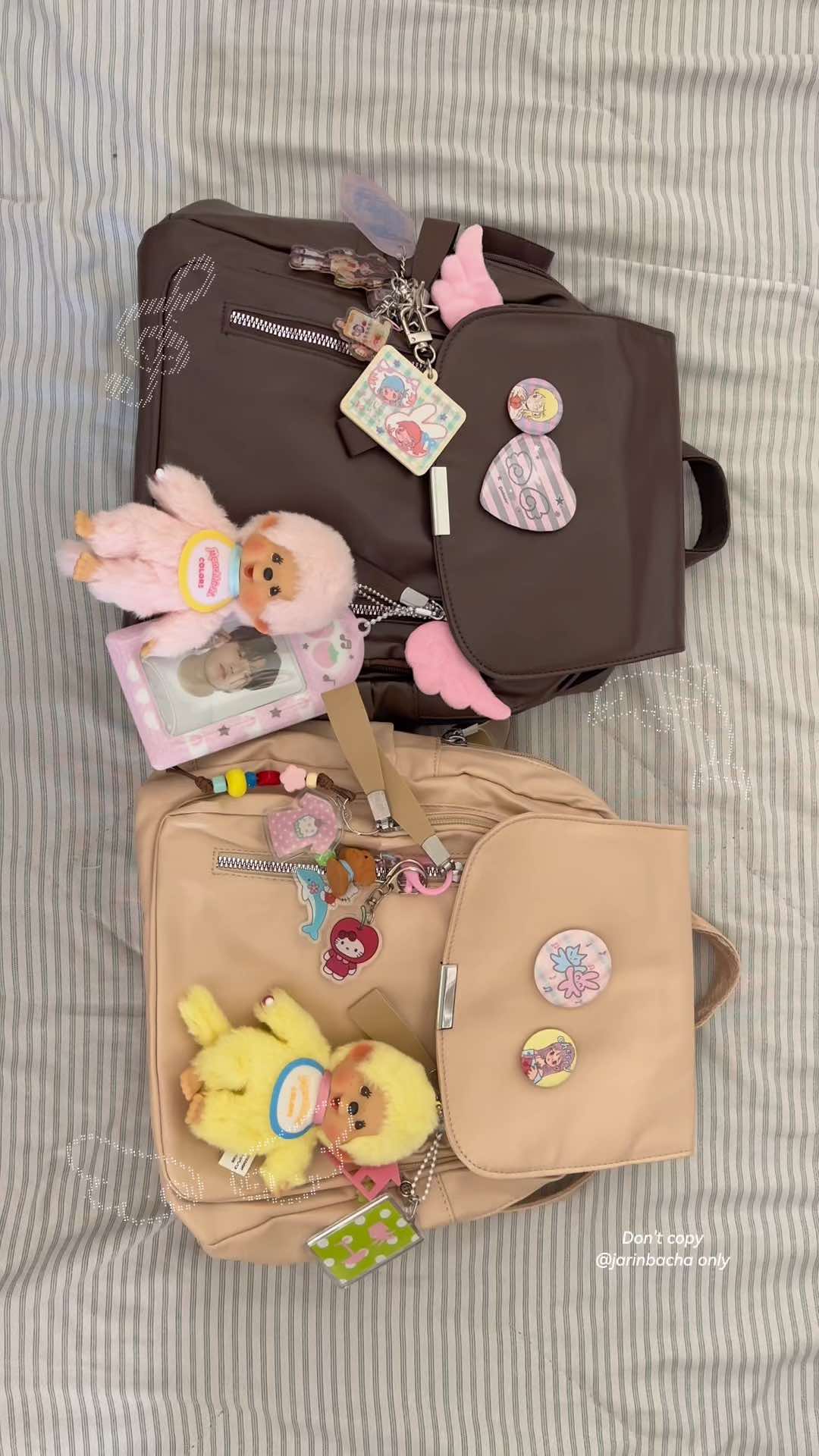 กระเป๋าเป้สะพายหลังสีน้ำตาล/สีแอปริคอต🐬🎼🌿🍮 #กระเป๋า #Bag #กระเป๋าเป้ #backpack #กระเป๋าแฟชั่น 
