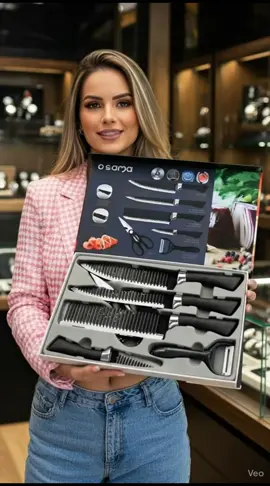 Kit 6 Peças Faca de Carne Cutelo. #faqueiro #utilidades #fyp #itensdecozinha #achadinhos 