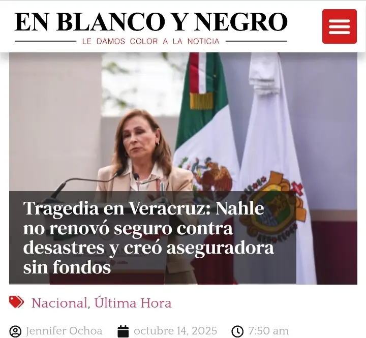 H. Cd de Chihuahua.- La gobernadora Rocío Nahle enfrenta una fuerte ola de críticas tras revelarse que su administración decidió no renovar la póliza de seguro contra desastres naturales, lo que dejó al estado sin cobertura ante las recientes lluvias torrenciales que provocaron graves afectaciones en diversas regiones. Según una investigación publicada por La Silla Rota, la póliza vigente —contratada durante el gobierno de Cuitláhuac García— venció el pasado 30 de mayo de 2025, y no fue renovada por la nueva administración. Dicha cobertura incluía protección contra fenómenos geológicos e hidrometeorológicos, como inundaciones, ciclones, huracanes, granizadas y sismos. En lugar de renovar el contrato con la aseguradora Ve por Más (Bx+), el gobierno de Nahle creó la Aseguradora Veracruzana de Servicios Integrales (AVSI), un organismo descentralizado supuestamente destinado a cubrir riesgos patrimoniales del estado ante desastres. Sin embargo, de acuerdo con el periodista Jorge García Orozco, AVSI no cuenta con fondos operativos, ni personal capacitado para responder de manera efectiva ante emergencias como las registradas recientemente en Poza Rica, Tuxpan, Papantla y otros municipios del norte del estado. La gobernadora intentó evadir los cuestionamientos y, en declaraciones breves, minimizó los hechos al afirmar que el río Cazones solo se había desbordado “ligeramente”, pese a que imágenes y testimonios evidencian que algunas zonas quedaron completamente bajo el agua.
