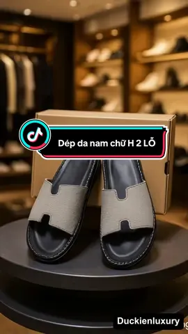 Dép da nam chữ H 2 LỖ đế cao su êm chân khâu quai chắc chắn #xuhuong #depquaingang #depnam 