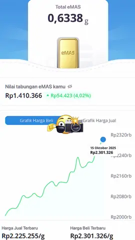 Hari ke 15 pantau naik turun, hasil investasi emas didana. #CapCut #invetasiemas #emasdigital #nabungemasdidana #fyp 