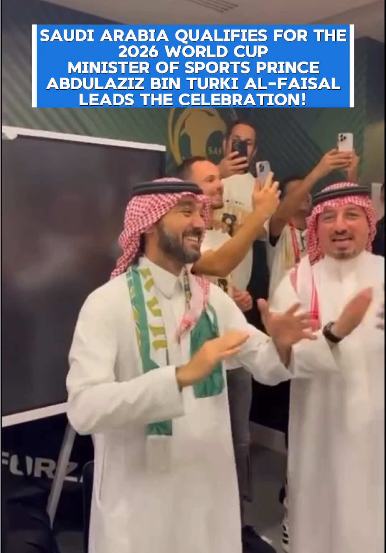 🇸🇦 Saudi Arabia Qualifies for the 2026 World Cup — Prince Abdulaziz bin Turki Al-Faisal Leads the Celebration! A proud moment for the Kingdom! Prince Abdulaziz bin Turki Al-Faisal, Minister of Sports, celebrates with our national heroes after qualifying for the 2026 World Cup — a milestone of glory for Saudi football! ⚽️✨ #SaudiTeam #WorldCup2026 #PrinceAbdulaziz #SaudiPride #KSA   🇸🇦 السعودية تتأهل إلى كأس العالم 2026 — والأمير عبدالعزيز بن تركي الفيصل يقود فرحة التأهل! لحظة فخر للمملكة! سمو الأمير عبدالعزيز بن تركي الفيصل، وزير الرياضة، يحتفل مع أبطال المنتخب بعد التأهل إلى كأس العالم 2026 — إنجاز جديد لكرة القدم السعودية! ⚽️✨
