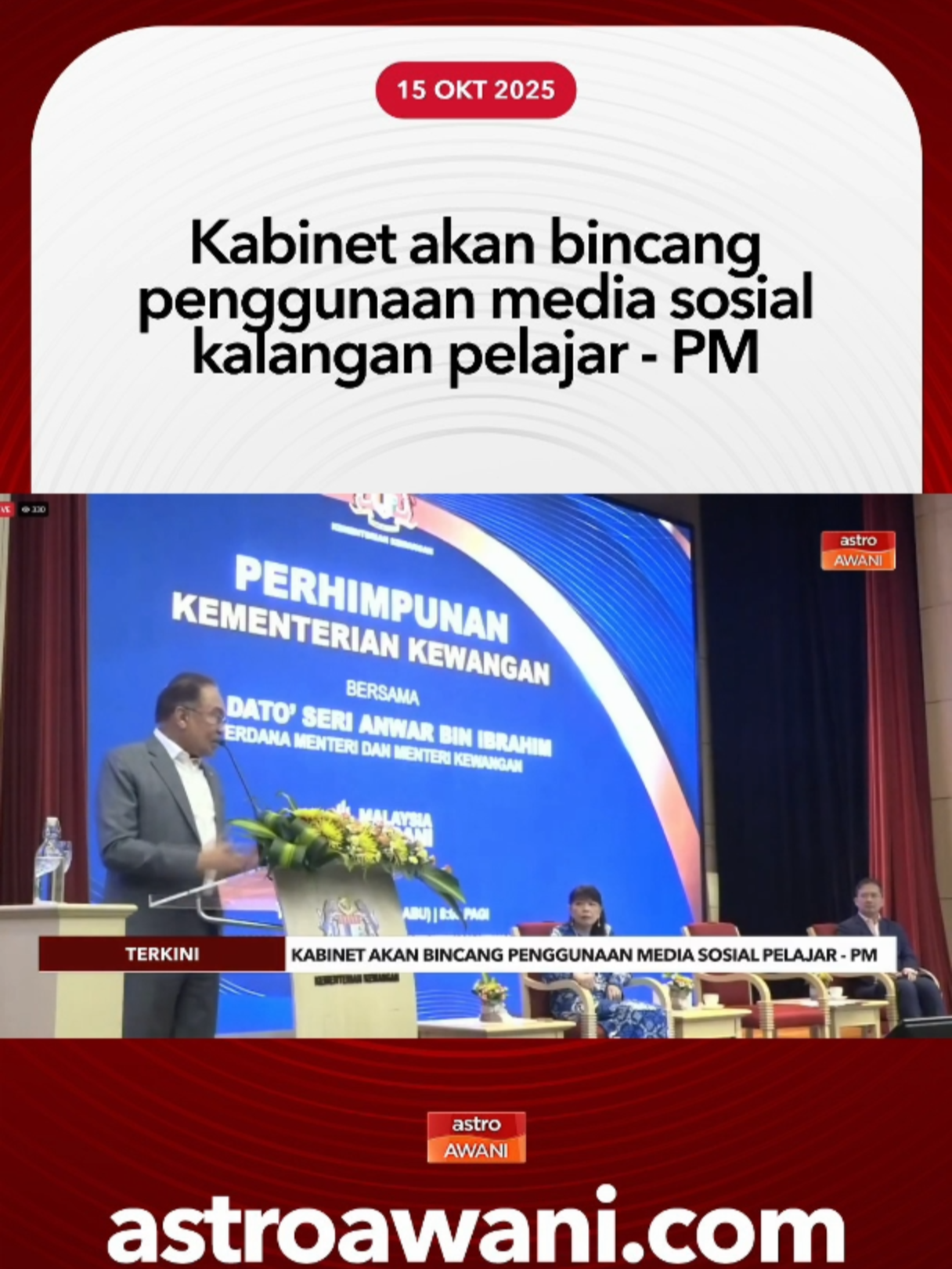 Perdana Menteri, Datuk Seri Anwar Ibrahim menegaskan kerajaan akan mengambil tindakan tegas bagi menangani isu disiplin dan keselamatan di sekolah, termasuk yang berpunca daripada penggunaan telefon pintar dan pengaruh media sosial. #AWANInews