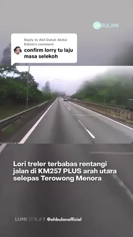 Replying to @Akil Datuk Abdul Rahim  Trafik sesak lebih tiga kilometer selepas treler terbabas di KM257 Lebuhraya PLUS arah utara.  Sumber: redzuanNewsMPB #ohbulan #kemalangan #treler #terowong #menora