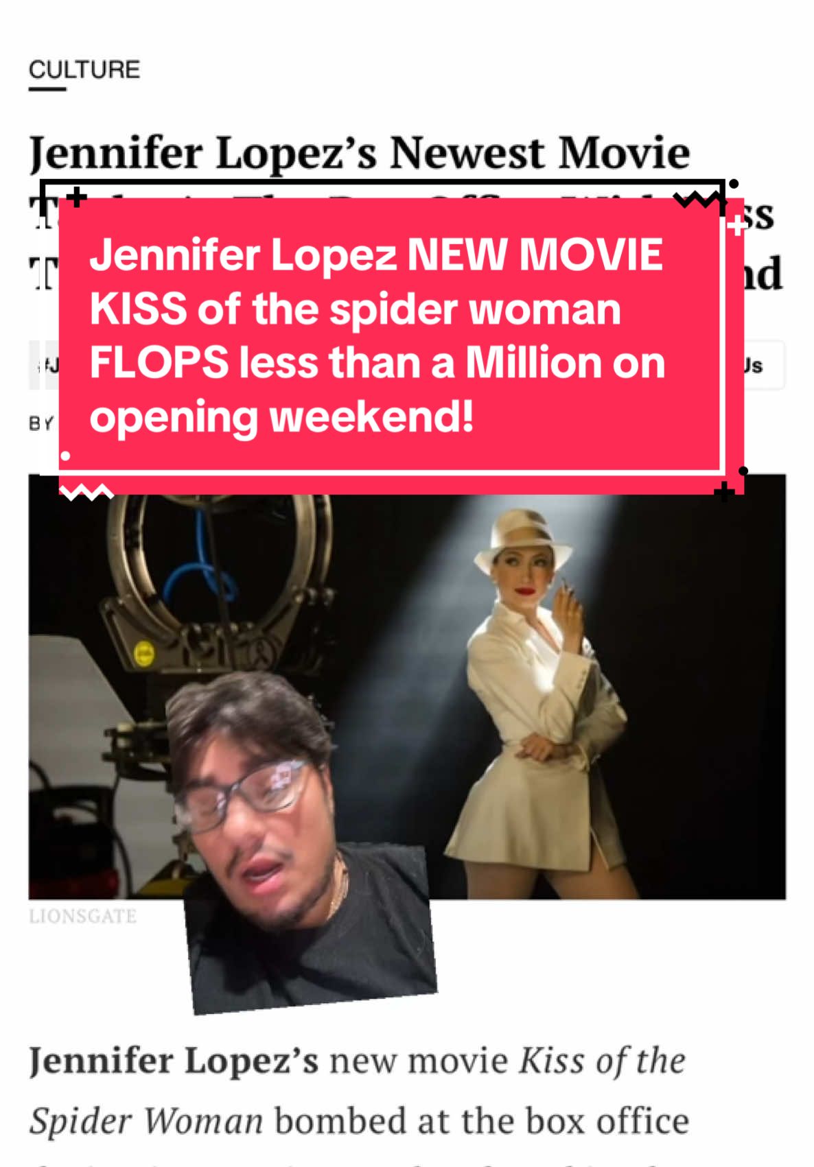 Jennifer Lopez NEW MOVIE KISS of the spider woman FLOPS less than a Million on opening weekend!  #jenniferlopez #jlo #greenscreen 
