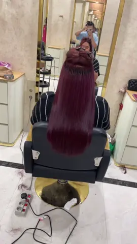 Rambut sambung warna red wine #sambungrambutmedan #salonmedanviral #rambutsambungasli #hairextensionsalon #salonmedan 
