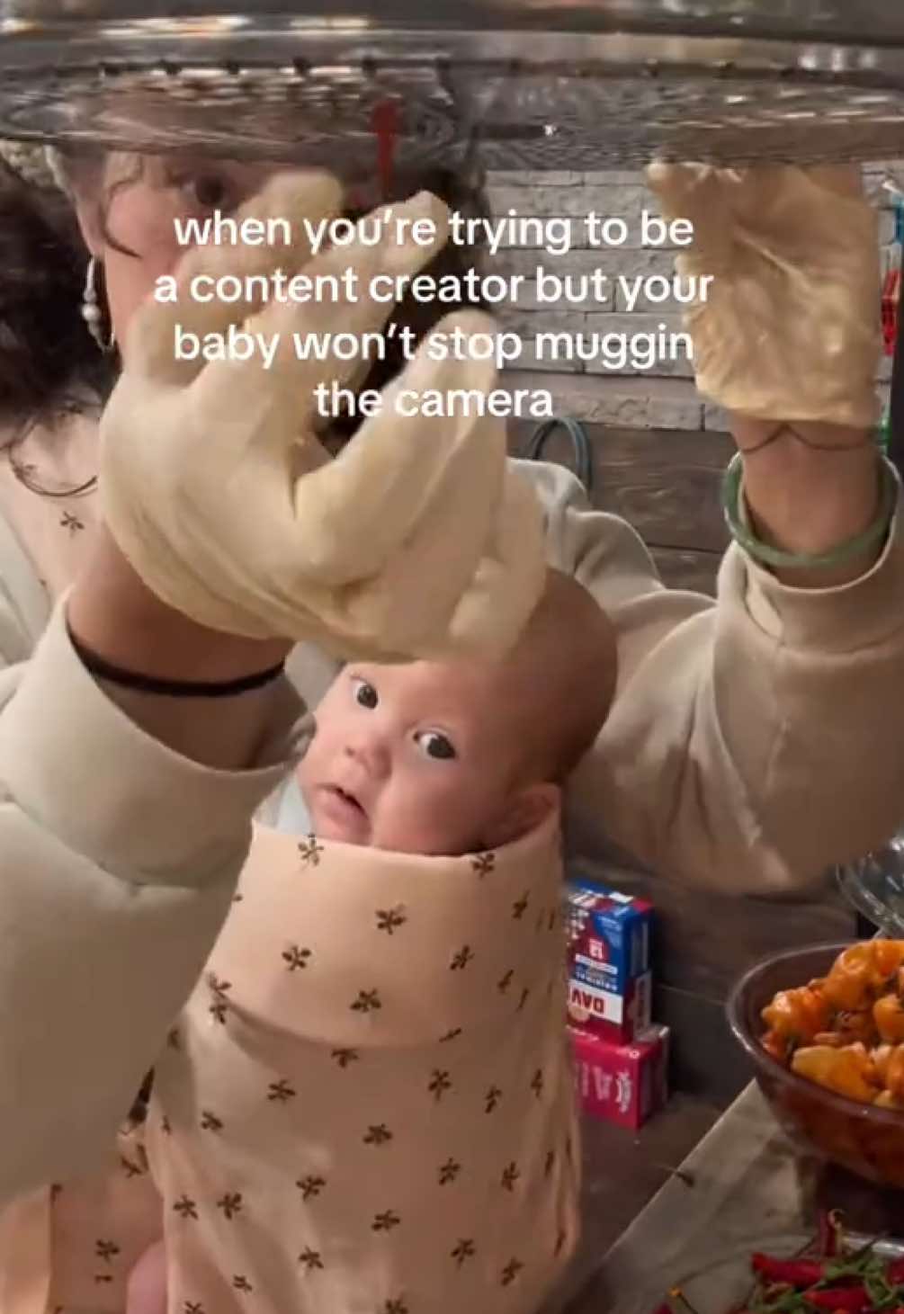 this was 5 minutes straight,  mind you 😭😅 #meanmuggin #babyface #babywearing #relateable #funnybaby 
