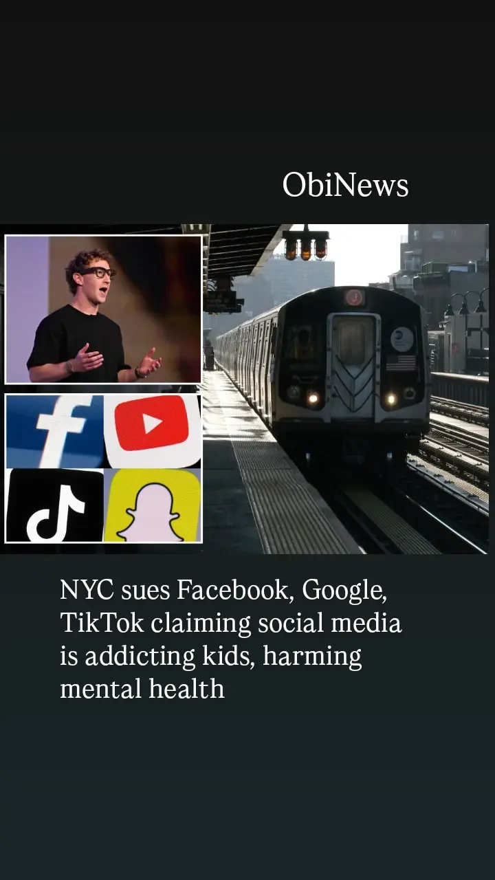 🚨 Breaking: New York City has filed a major lawsuit against Facebook, Google, TikTok, and Snap, accusing them of making social media addictive and damaging kids’ mental health. 🧠 The city claims these platforms use manipulative algorithms to keep children hooked — fueling anxiety, depression, and sleep issues. 📱 NYC Mayor Eric Adams says it’s time to “hold Big Tech accountable” for what he calls a youth mental health crisis. 💬 The companies deny wrongdoing, arguing parents and schools share responsibility for screen time. Do you think social media giants should be held legally responsible for kids’ mental health?🤔 #BreakingNews #NYC #TikTok #Facebook #Google 