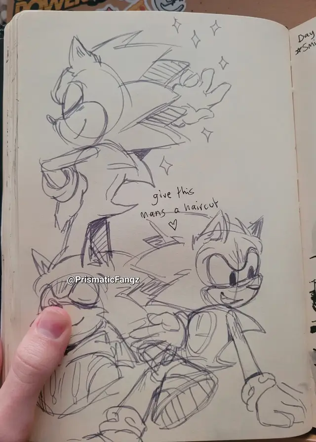 realised ive never drawn sonic with short quills, this was the results lol #sonadow #comic #sonicthehedgehog #shadowthehedgehog #sketchbook 