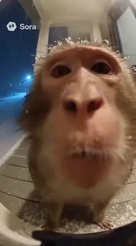 Lil bro ain’t even got a coat #monkey #sora #ai #fyp #foryoupage 