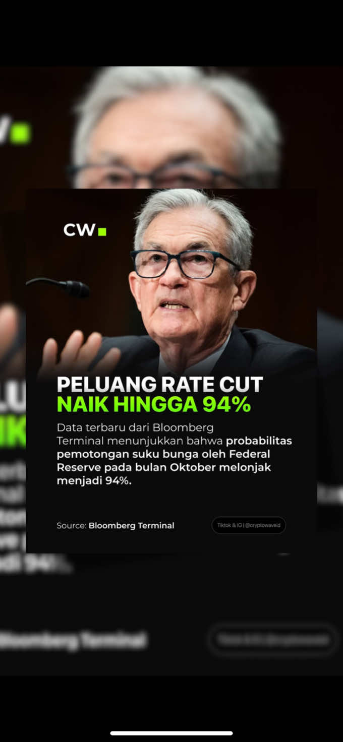 October Surprise dari The Fed is REAL! Probabilitas rate cut meroket sampai 94%. Momen yang ditunggu-tunggu para investor akhirnya datang. Waktunya serok? 👀 #cryptowave #gabrielrey #triv #foryoupage #fyp 