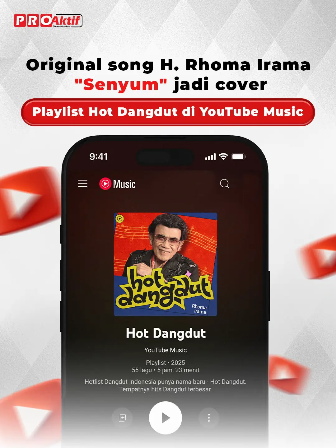 Original song “Senyum” H.Rhoma Irama sekarang masuk YouTube Musik Playlist loh plus nya jadi spesial cover juga😍 Ga cuma YouTube Musik Playlist tapi masuk playlist Dangdut Top di Spotify🤍 Yuk langsung aja mampir buat dengerin biar makin Tersenyum-senyum☺️ ❤️  #hrhoma #hrhomairama #forsa #soneta #senyumrhomairama
