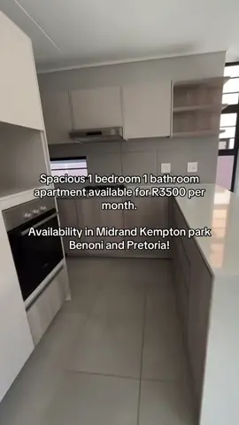 Spacious 1 bedroom 1 bathroom apartment available for R3500 per month. Availability in Midrand Kempton park Benoni and Pretoria! #affordable #southafrica #foryoupage #fyp #apartment 
