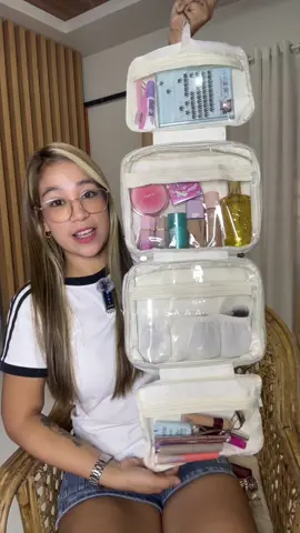 MAIA Women's Large PU Travel Make up bag / Toiletries Bag with Hook , Waterproof Bag 10inches that expands to 33inches