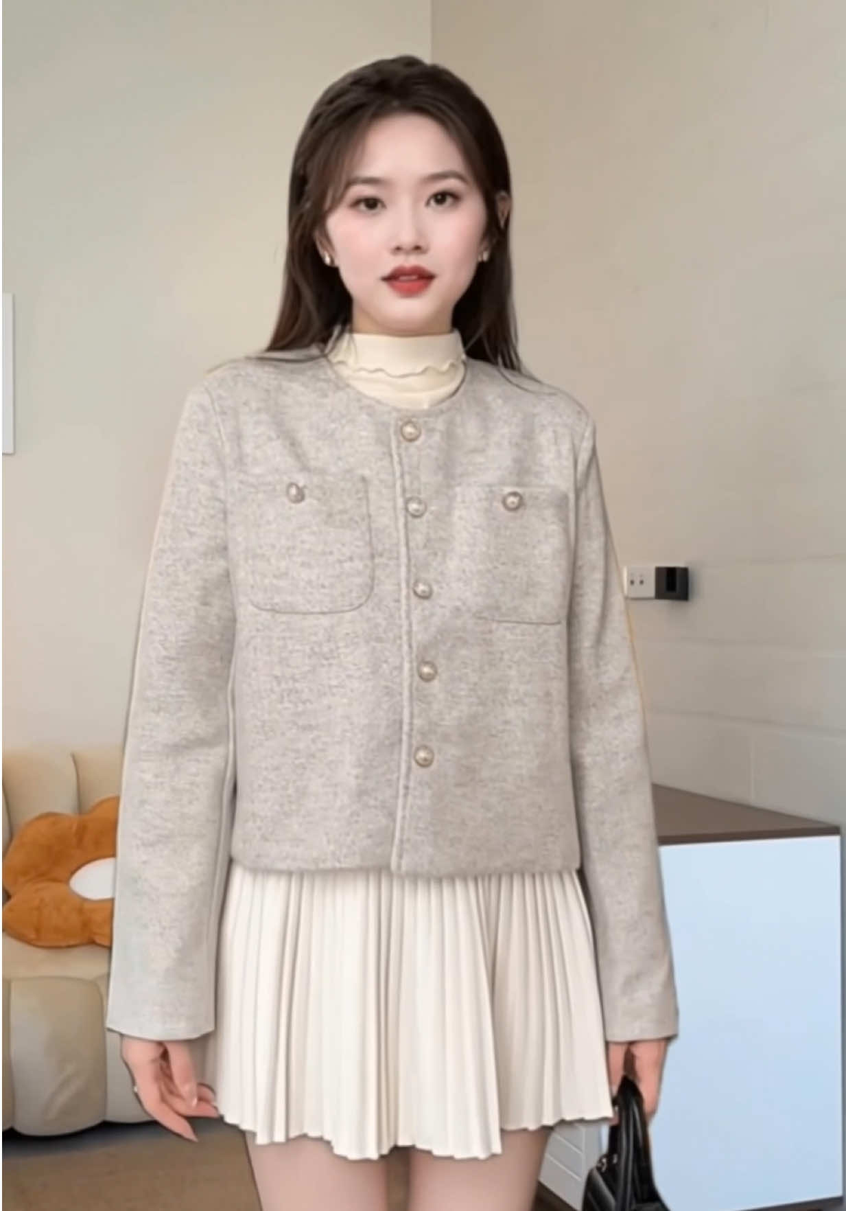 Áo dạ tiêu Nữ khuy đồng #xh #aokhoac #aokhoacda #aoda #thoitrangnu 