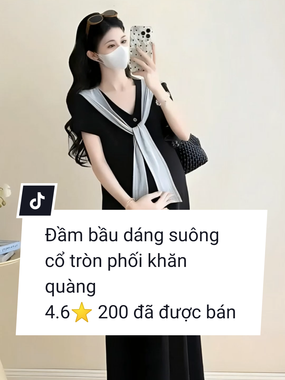 Đầm Bầu Váy Bầu Dáng Xuông Cổ Tròn Đính Khuy Phối Khăn Quàng Thủy Thủ Màu Basic Dễ Phối Đồ Đi Chơi #mebau #dobau #vaybauxinh #sontungmtp #xuhuong 