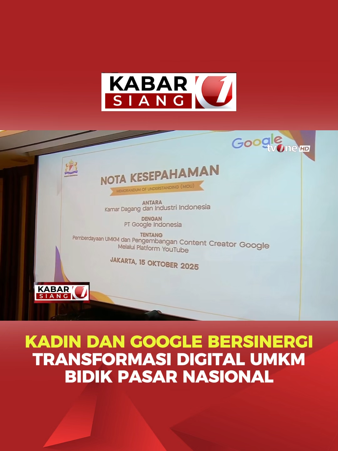 📌 Kamar Dagang dan Industri (Kadin) Indonesia menggandeng Google Indonesia untuk mempercepat transformasi digital UMKM. Fokus kolaborasi ini adalah pemanfaatan YouTube Shop guna memperluas akses pasar dan memperkuat daya saing bisnis lokal di ranah digital. Ketua Umum Kadin, Anindya Novyan Bakrie, menekankan kerja sama ini menjadi langkah penting agar UMKM bisa naik kelas, lebih efisien, dan siap bersaing secara nasional maupun global. Kolaborasi ini juga mendukung kreator konten dan wirausaha muda untuk lebih cepat mengakses pasar dan mempromosikan produk mereka. 📡 Pantau terus tvOne untuk kabar terbaru seputar transformasi digital UMKM dan inovasi ekonomi nasional. #BreakingNews #KadinIndonesia #GoogleIndonesia #UMKMNaikKelas #TransformasiDigital #KabarTvOne #UpdateTvOne #BeritaTerkini
