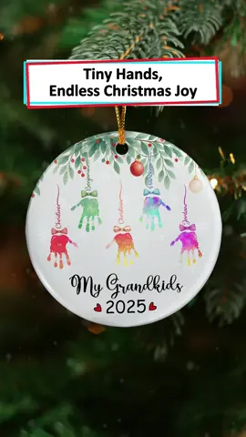 Each tiny handprint on this ornament reminds me of my grandkids’ bright smiles ❤️ #wanderprints #personalized #gifts #Christmas #giftforgrandma
