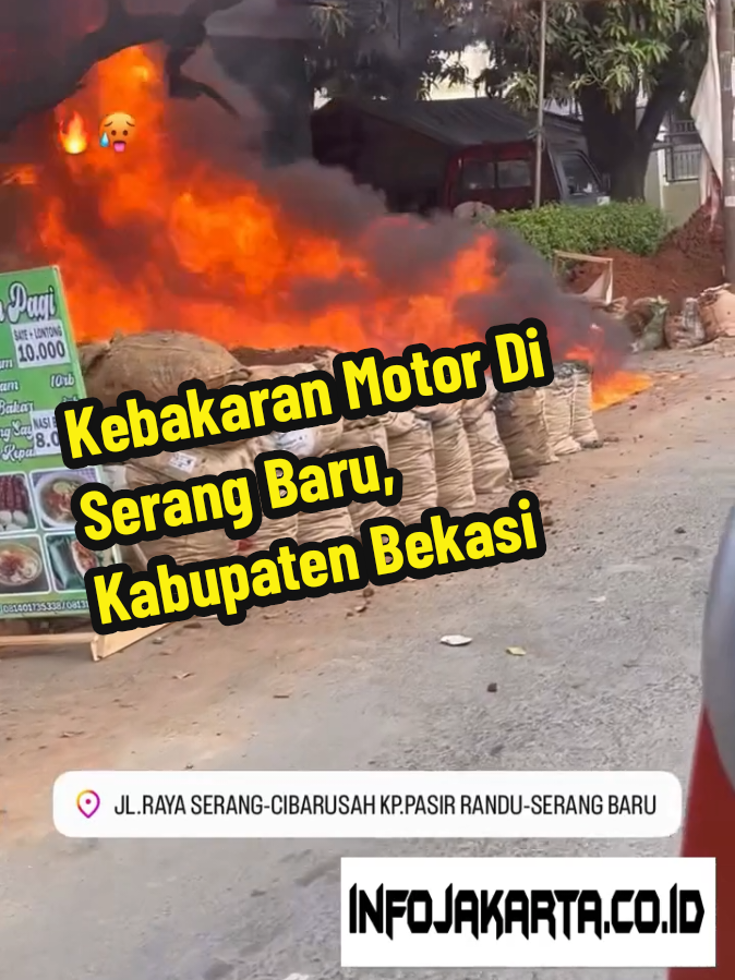 Rabu pagi, 15 Oktober 2025, dilaporkan terjadi kebakaran motor di Jalan Raya KH Ma'Mun Nawawi, Kampung Pasir Randu, Desa Sukasari, Serang Baru, Kabupaten Bekasi. Mohon berhati-hati. #serangbaru #kabupatenbekasi  ----- Ikuti akun kami untuk update informasi terkini Jakarta dan sekitarnya ----- 📹 : ig via ar.joona
