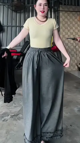 Quần Suông Len Tăm lông thỏ, mềm mại, gấu viền bèo#quansuongnu #quansuongongrong #thoitrangnu #xuhuong 