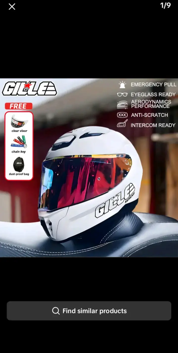 Gille FF007 Kerena Helmet - Two Tone Full Face Motorcycle Helmet for Women & Men with Clear & Revo Lenses, Double D-Ring Strap, Anti-Fog & UV Protected Shield https://vt.tiktok.com/ZSH7vAMUHSV9P-XG3Ez/ #trending #tiktok 