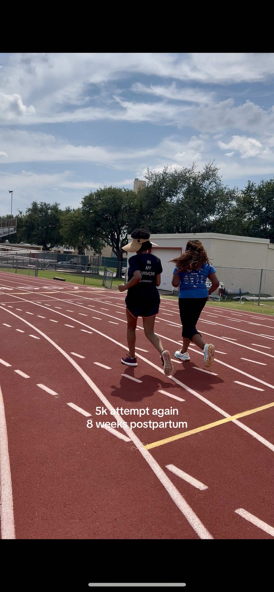 Since we didn’t officially run that other 5k, my runner sister got us to try again around the track. She’s the only one who completed it and we were all so impressed especially because it was way too hot. The forecast said cloudy, but the sun said peekaboo and was shining full force. @Uche (: @Kosi  This is also to show that I have an abdominal binder I started wearing in the hospital - for those who asked or suggested.  . . #postpartum #postpartumjourney #postpartumbody #sisters 