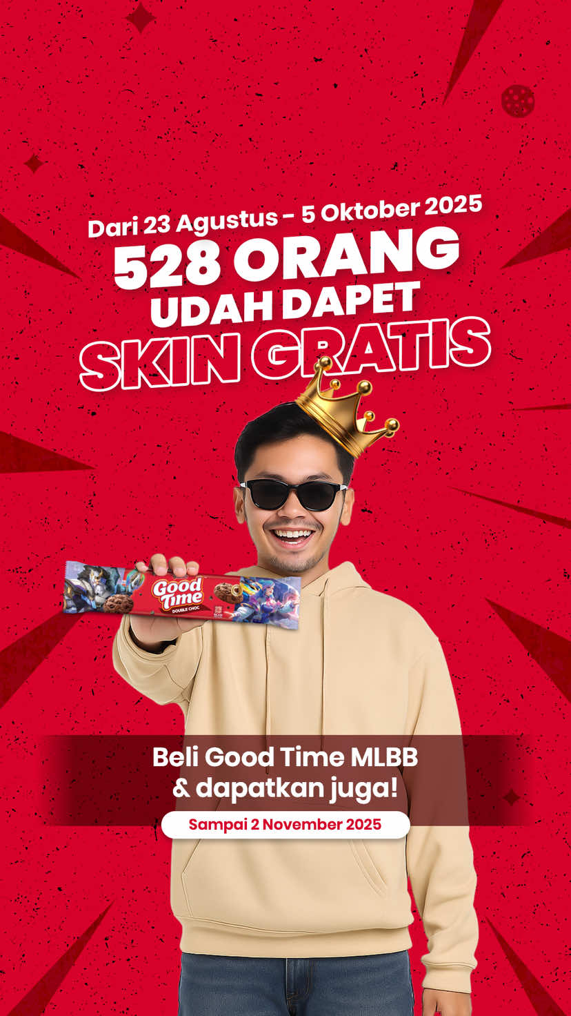 Jangan sampe ketinggalan dapet SKIN GRATIS! Soalnya caranya gampang banget 😎 1. Beli Good Time kemasan MLBB 2. Scan QR pada kemasan 3. Ikutin cara bermainnya! Periode sampai 2 November 2025 #GoodTime #GoodTimeXMPL #GoodTimeMLBB